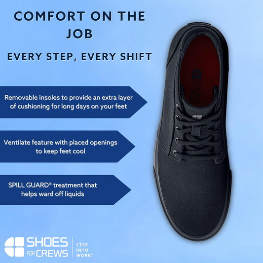 Cabbie II, Men'S, Women'S, Unisex Slip Resistant, Food Service Work Shoes, Black, Men'S Size 8/ Women'S Size 9.5