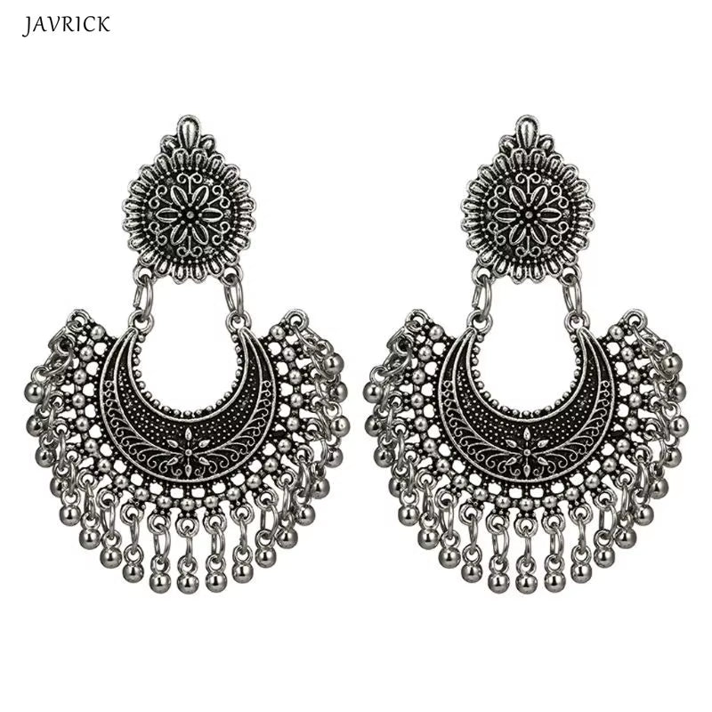 Women Earrings Metal Tassel Jhumka Indian Ethnic Bollywood Dangle Earrings Fashion Jewelry Accessories