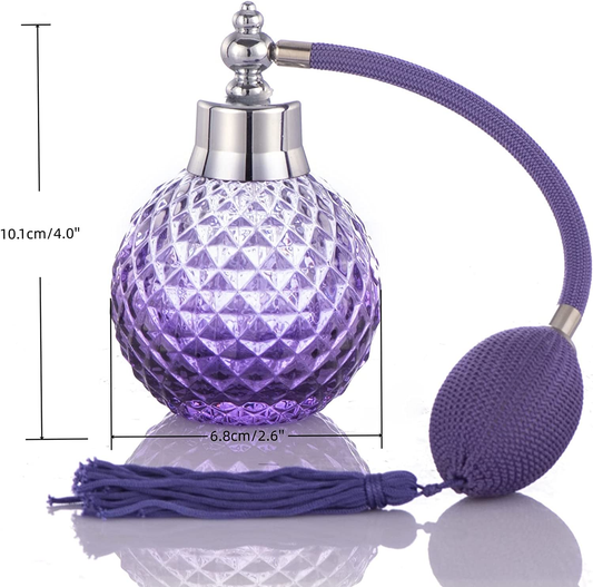 100Ml Vintage Crystal Perfume Bottle Spray Atomizer Glass Bottle Refillable Perfume Bottle Lady Gift. (Purple Color)