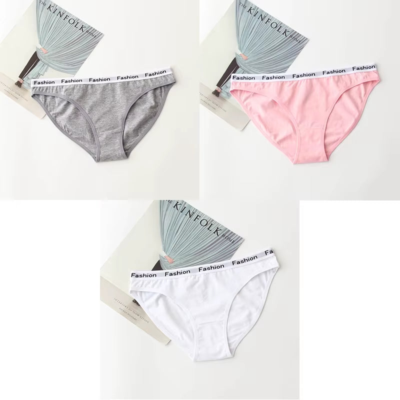 3Pcs Cotton Panties Female Underpants Fashion Women Briefs Underwear Sports plus Size Lingerie Women'S Intimates