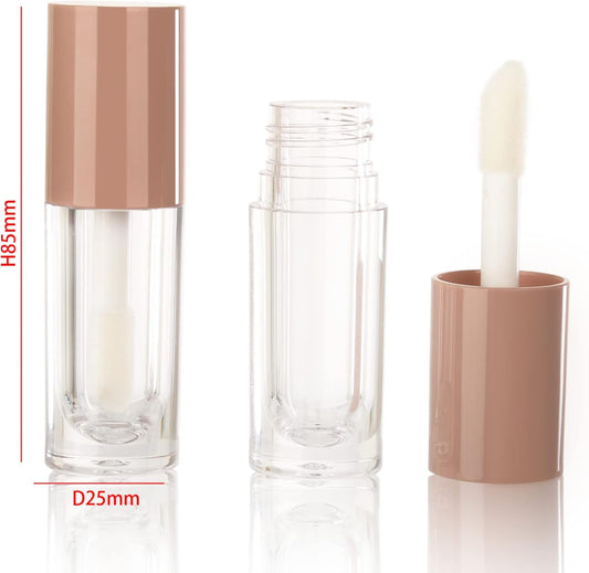 30Pcs Nude Empty 6Ml 0.2Oz Lip Gloss Tubes with Big Doe Foot Wand,Round Lipgloss Containers,Concealer Tube Cosmetic Packing Container Bulk Wholesale