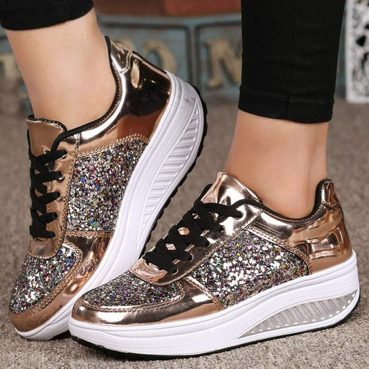 Sneakers for Women Wedges Sneakers Sequins Shake Shoes Fashion Girls Sport Shoes