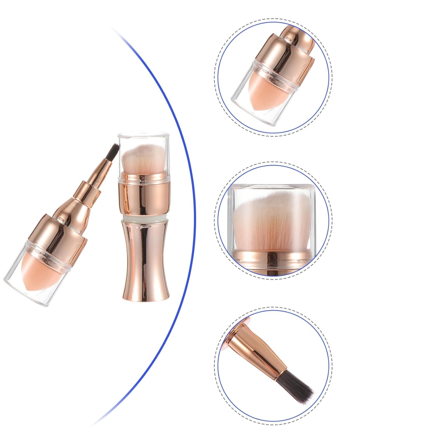 1Pc 4 in 1 Makeup Brush Multifunctional Makeup Tool Blush Brush Double Ended Brush Cosmetics Brush Accessory Cosmetics Tool Convenient Makeup Tool Dual Headed Cosmetics Brush