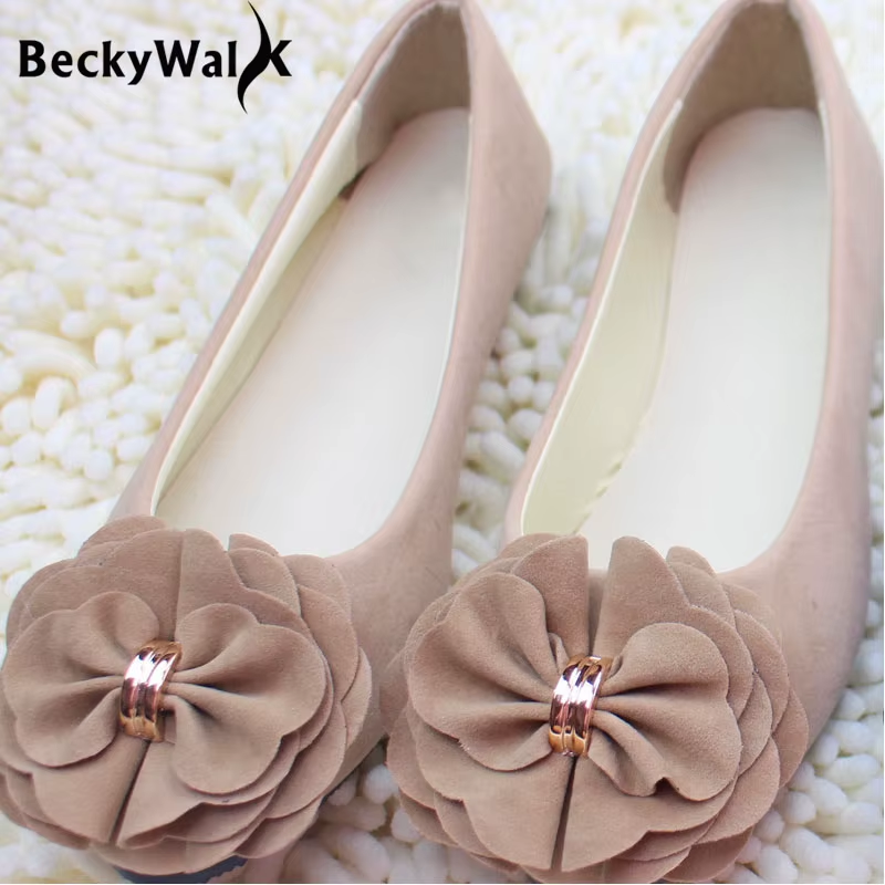 2023 Single Shoes Female Pointed Shallow Mouth Flat Shoes Korean Version of the Flower Women'S Shoes Suede Comfortable WSH2346
