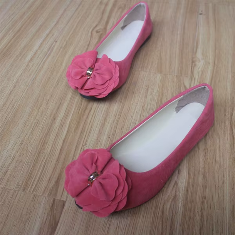 2023 Single Shoes Female Pointed Shallow Mouth Flat Shoes Korean Version of the Flower Women'S Shoes Suede Comfortable WSH2346