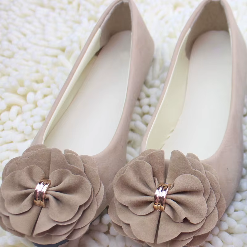 2023 Single Shoes Female Pointed Shallow Mouth Flat Shoes Korean Version of the Flower Women'S Shoes Suede Comfortable WSH2346