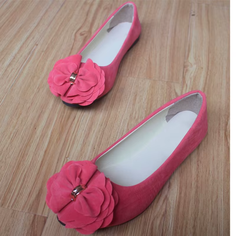 2023 Single Shoes Female Pointed Shallow Mouth Flat Shoes Korean Version of the Flower Women'S Shoes Suede Comfortable WSH2346