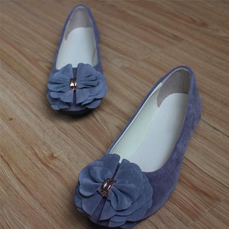 2023 Single Shoes Female Pointed Shallow Mouth Flat Shoes Korean Version of the Flower Women'S Shoes Suede Comfortable WSH2346