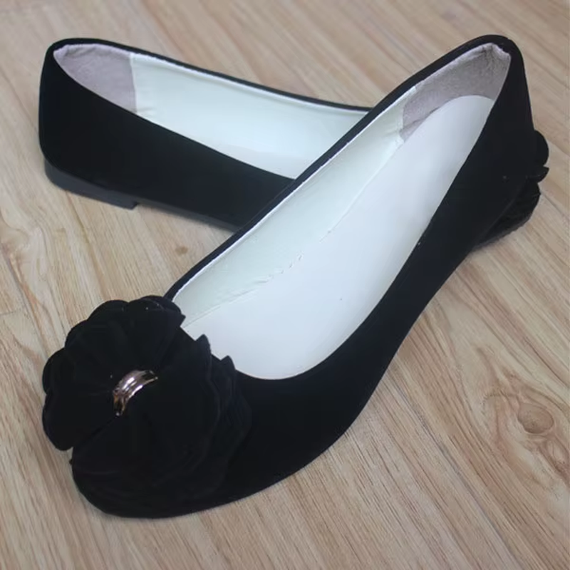 2023 Single Shoes Female Pointed Shallow Mouth Flat Shoes Korean Version of the Flower Women'S Shoes Suede Comfortable WSH2346