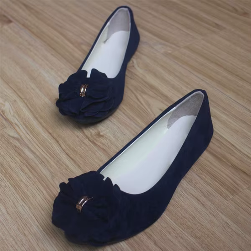 2023 Single Shoes Female Pointed Shallow Mouth Flat Shoes Korean Version of the Flower Women'S Shoes Suede Comfortable WSH2346