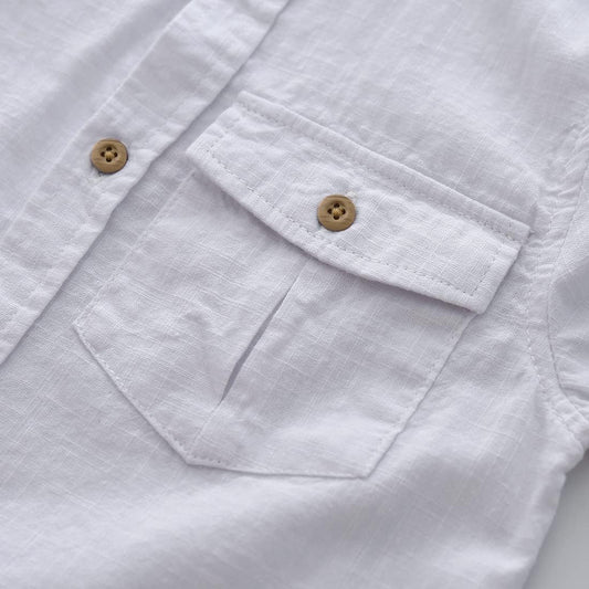Toddler Boys Short Sleeves Button down Shirt Linen Design