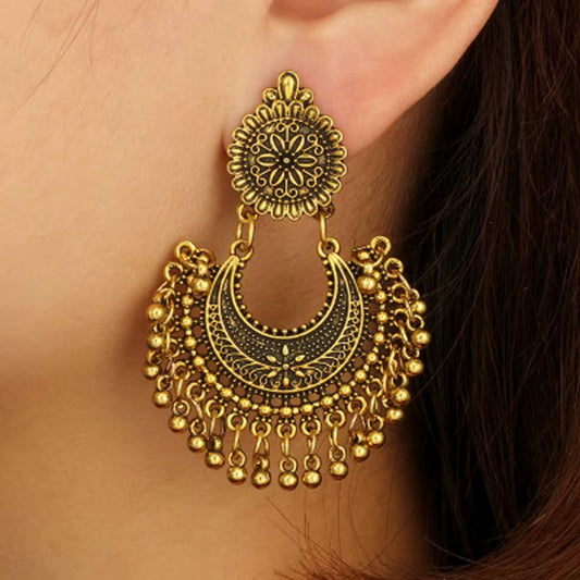 Women Earrings Metal Tassel Jhumka Indian Ethnic Bollywood Dangle Earrings Fashion Jewelry Accessories