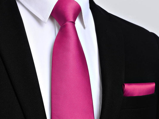 Mens Solid Color Ties Formal Satin Necktie and Pocket Square Set Classic Wedding Business Tie & Handkerchief