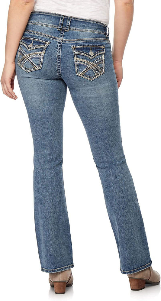 Women'S Luscious Curvy Bootcut Mid-Rise Insta Stretch Juniors Jeans (Standard and Plus)