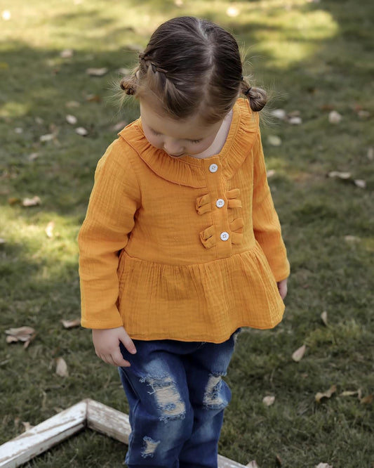 Baby Girl Clothes Toddler Girl Jeans Outfits Ruffle Shirt Denim Pants Girls Clothing Set Fall Winter Outfit