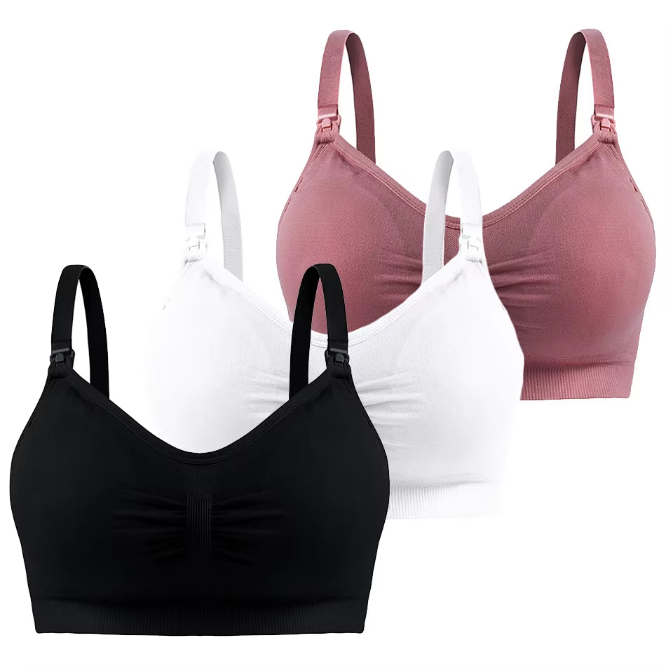 3 Pcs/Pack Breathable Maternity Pregnant Bras Comfort Breastfeeding Sleep Bralette Women Wireless Seamless Nursing Underwear