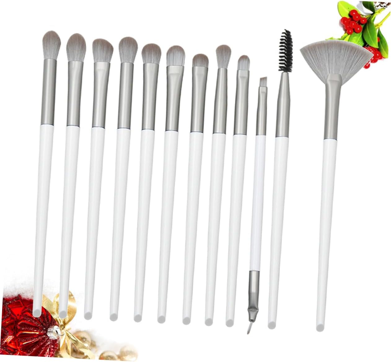 Ultra-Dense Rayon Makeup Brush Set 12Pcs Kit Labels White Plastic Handle Foundation Brush for Women Essential Tools for Beautiful Make up Cosmetic Set