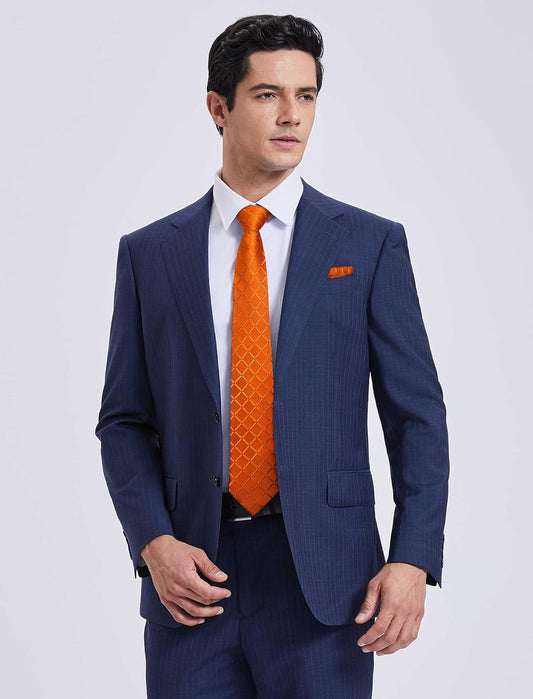 Plaid Checkered Tie Handkerchief Woven Classic Formal Men'S Necktie & Pocket Square Set