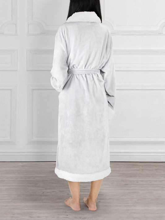 Premium Womens Sherpa Fleece Robe | Luxurious Soft, Warm, Plush Bathrobe