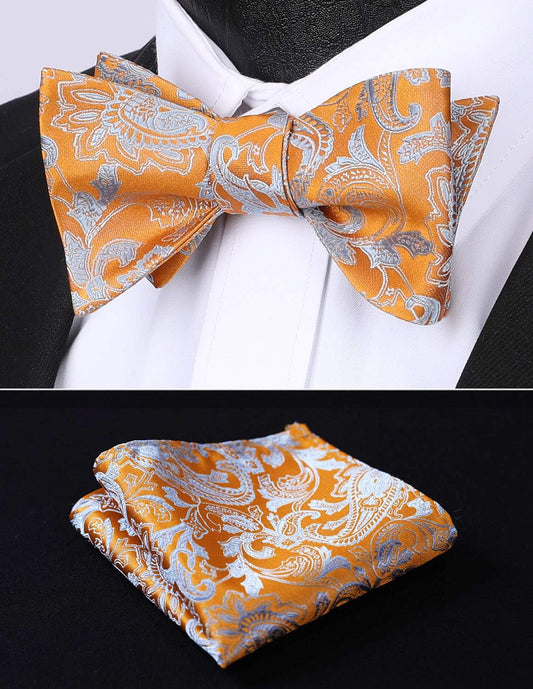 Bow Ties for Men Paisley Bowties Mens Self Tie Bow Tie and Pocket Square Set Formal Tuxedo Wedding Bowtie