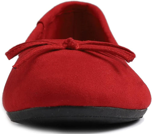 Women'S Ultra Soft Colorful Memory Foam Cushioned Faux Suede Home Ballet Flats