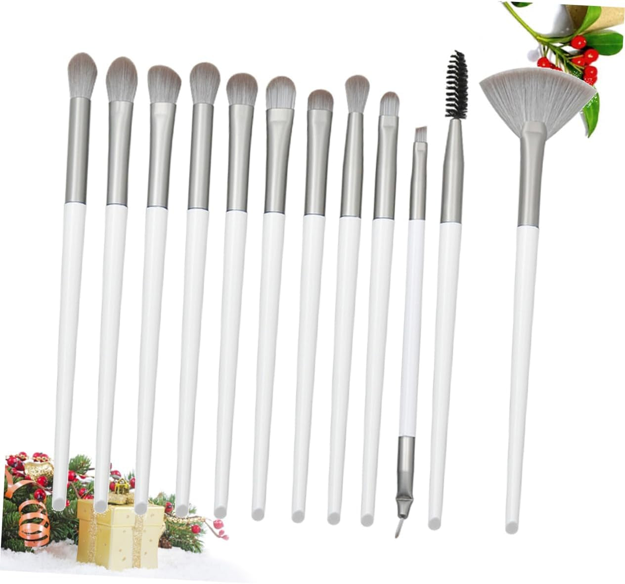Ultra-Dense Rayon Makeup Brush Set 12Pcs Kit Labels White Plastic Handle Foundation Brush for Women Essential Tools for Beautiful Make up Cosmetic Set