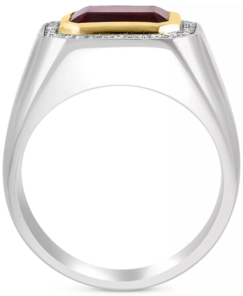EFFY® Men'S Garnet (4-1/10 Ct. T.W.) & Diamond (1/6 Ct. T.W.) Ring in Sterling Silver & 14K Gold-Plate