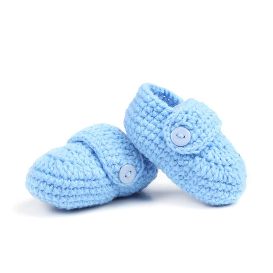 Fashion Comfortable Buckle Baby Shoes Handmade Knitting Crochet Booties Crib Walk Shoes for Infants Toddlers
