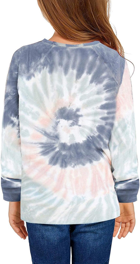 Tie Dye Print Active Hoodie Long Sleeve Sweatshirts Pullover Tops 4-13