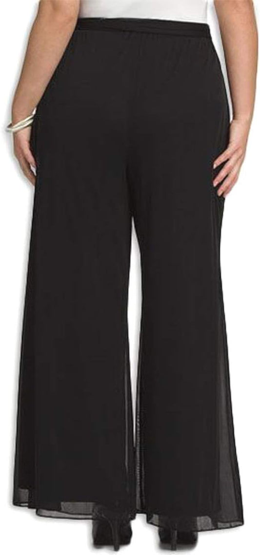 906 - Long plus Size Elastic Waistband Wide Legged Palazzo Pants