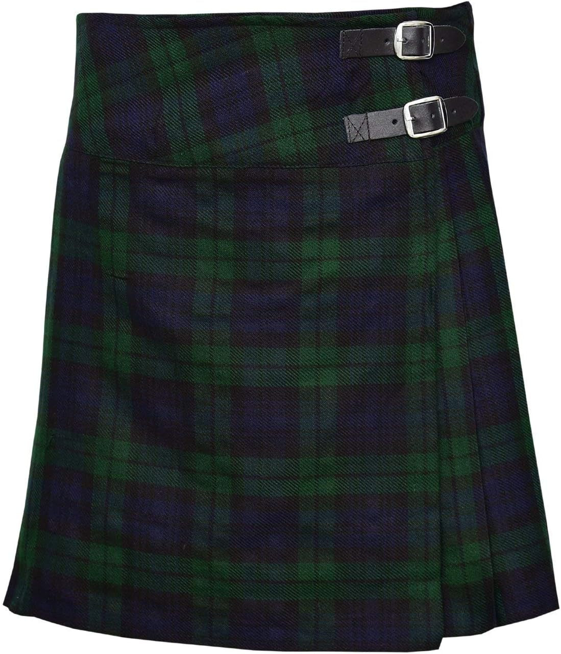 Ladies Knee Length Kilt Skirt 20" Length Tartan Pleated Kilts - Black