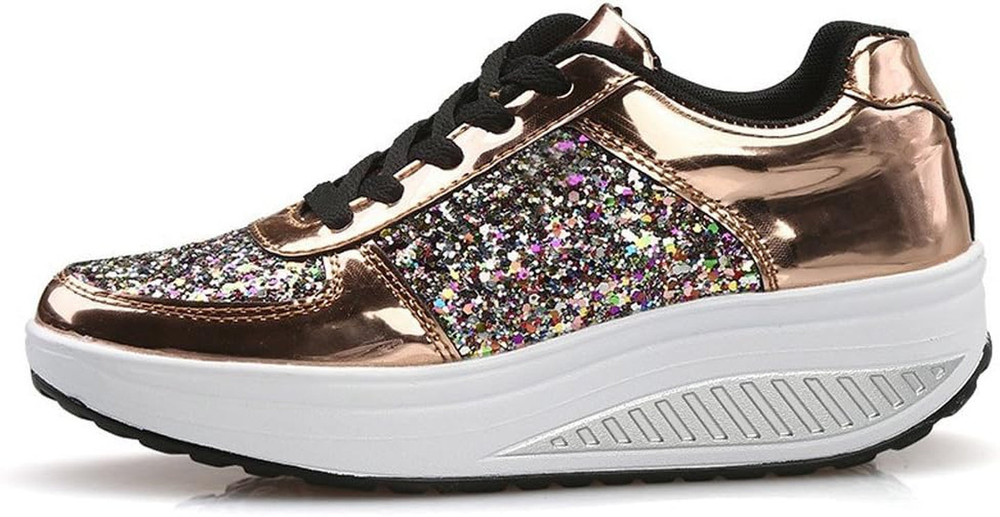 Sneakers for Women Wedges Sneakers Sequins Shake Shoes Fashion Girls Sport Shoes