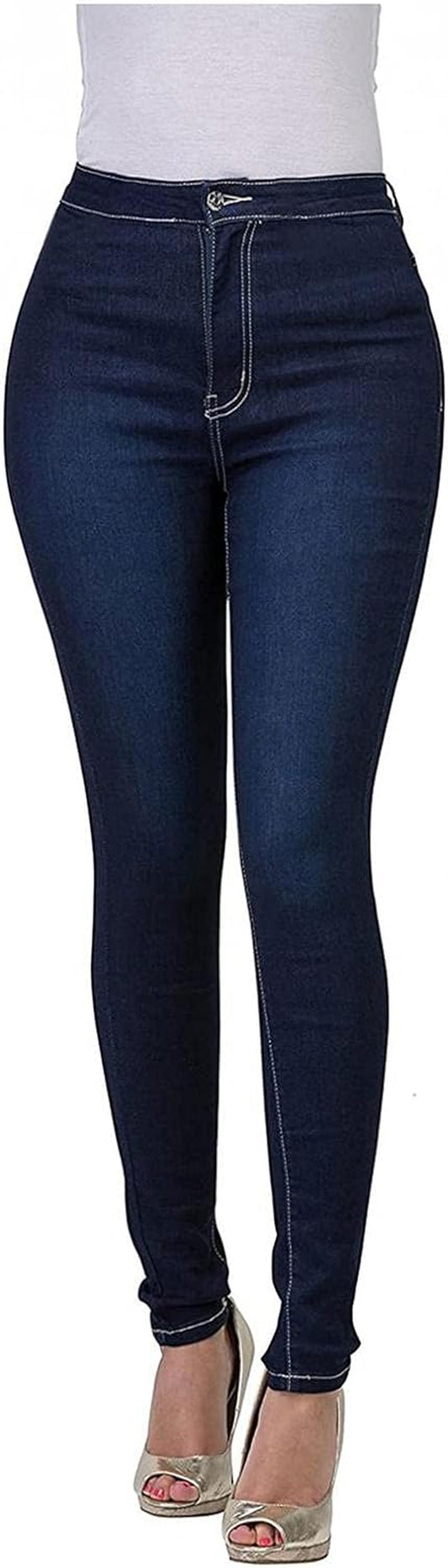 WUAI Womens High Waist Stretch Jeggings with Pockets Pull-On Stretchy Leggings Slim Fit Skinny Jeans Pencil Denim Pants