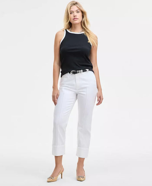Women'S Contrast Tipped Micro Rib Tank Top, Exclusively at Macy'S