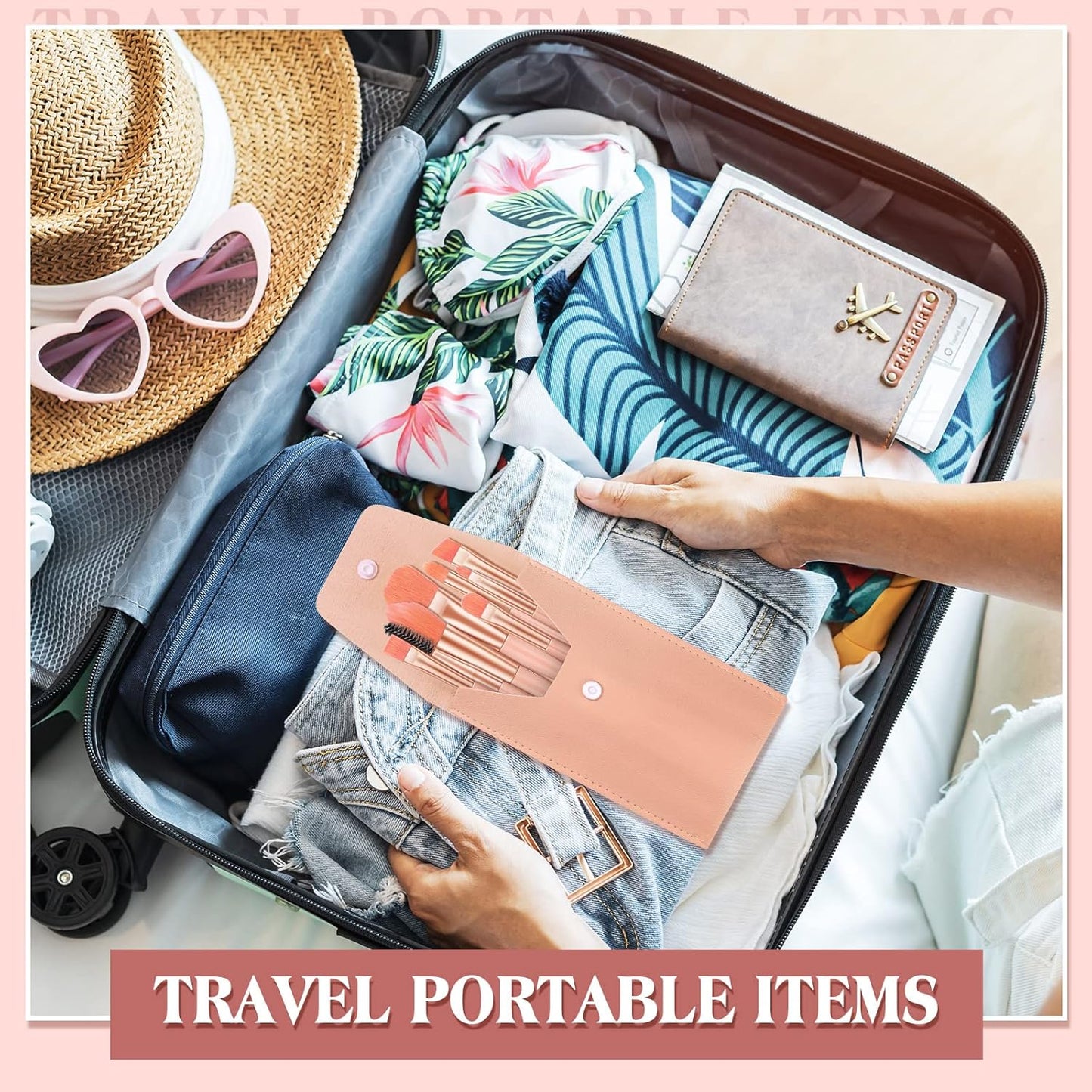 16 Sets Travel Makeup Brush Synthetic Makeup Brushes with Case Eye Lip Brush Kit for Bridesmaid Gift Face Cosmetics Foundation Powder Eyeshadow Blush Concealer Eyebrow Eyelash