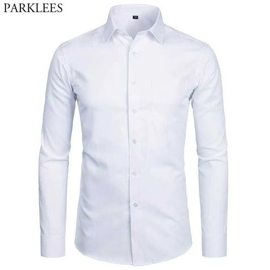Men'S Top Quality Dress Shirts 2023 Fashion New Slim Fit Long Sleeve Shirt Men Black White Formal Button up Shirt Chemise Homme