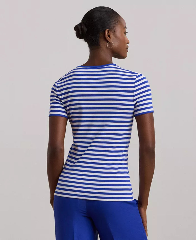 Women'S Striped Stretch Cotton Crewneck Tee