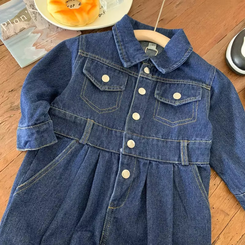2024 Baby Toddler Jeans Romper Boy Girl Denim Overalls Fashion Children One Piece Pants Long Sleeve Jumpsuit Casual Child Kids