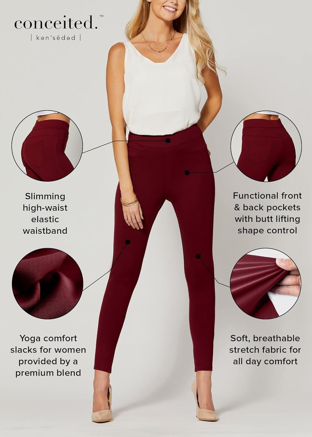 Black Dressy Leggings Business Casual Work Pants for Women High Waisted Pants for Women Slacks Womens Pants Dress - Nz-201-Black-M-1