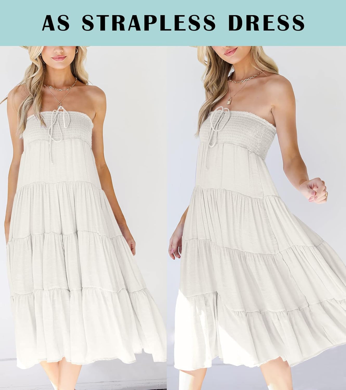 Women'S Summer Flowy Boho Maxi Skirt Trendy Drawstring Elastic High Waist Pleated Tiered a Line Beach Long Skirts
