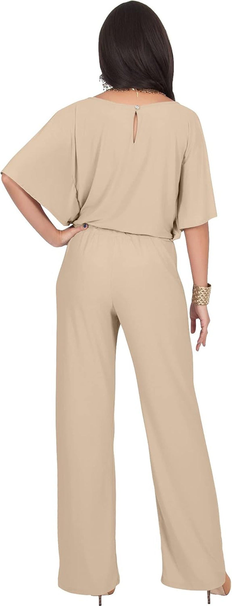 Womens Short Sleeve Long Pants Suit Jumpsuit Playsuit One Piece Romper