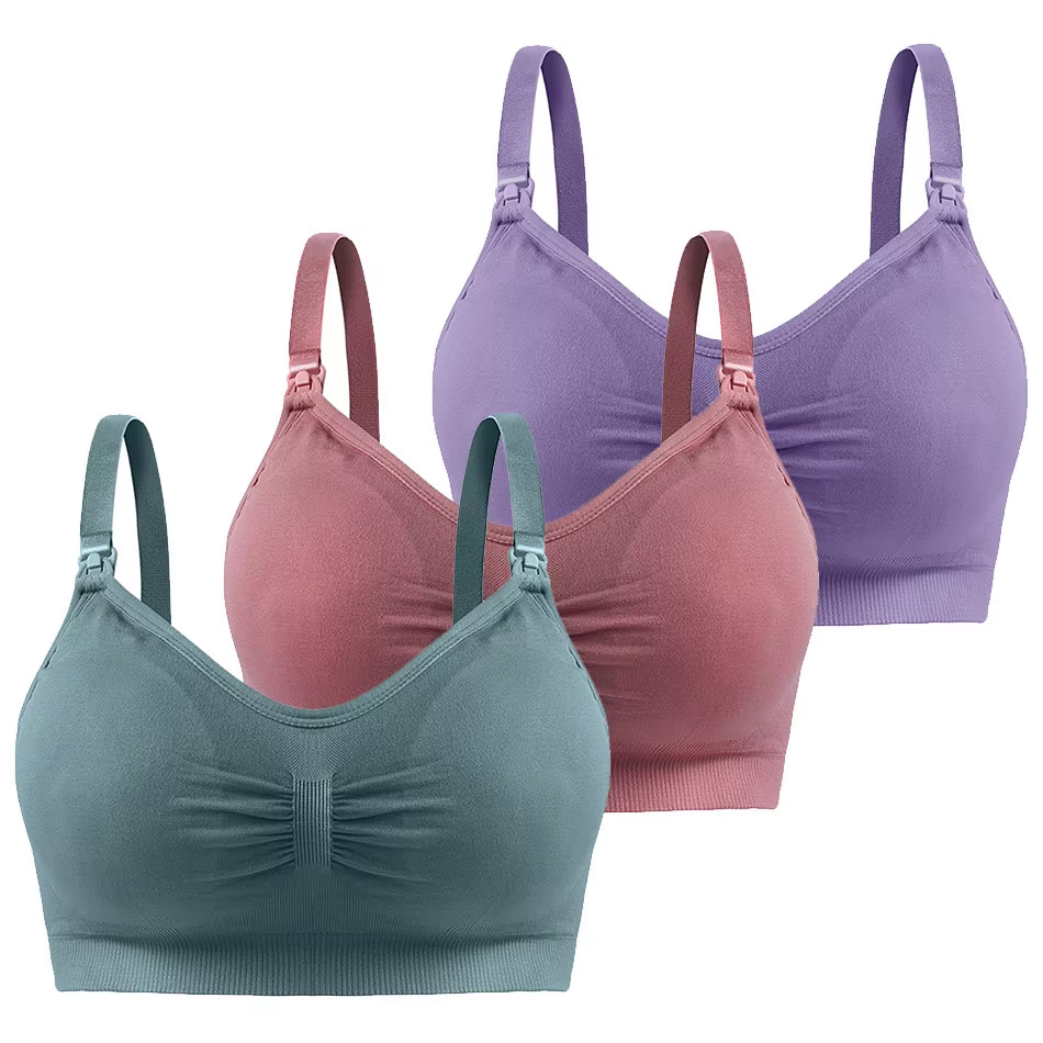 3 Pcs/Pack Breathable Maternity Pregnant Bras Comfort Breastfeeding Sleep Bralette Women Wireless Seamless Nursing Underwear
