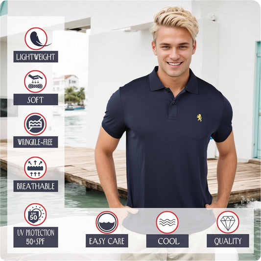 Mens Striped Short Sleeve Polo Shirts 4 Pack