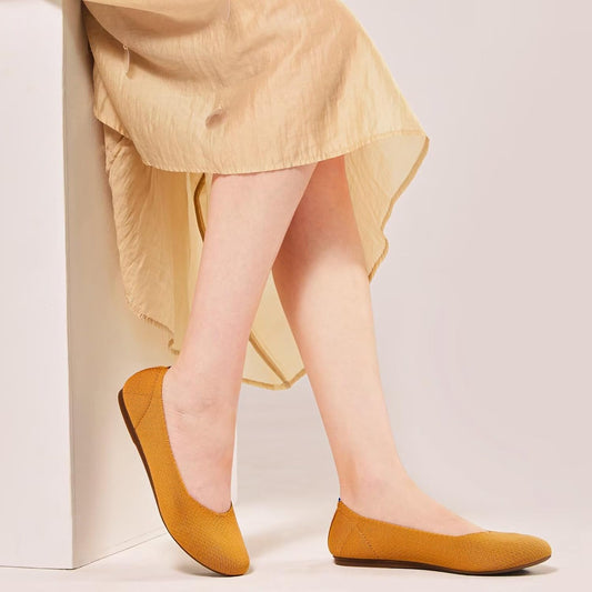 Women’S Ballet Flat Shoes Knit Dress Shoes round Toe Slip on Ballerina Walking Flats Shoes for Woman Low Wedge Comfort Soft