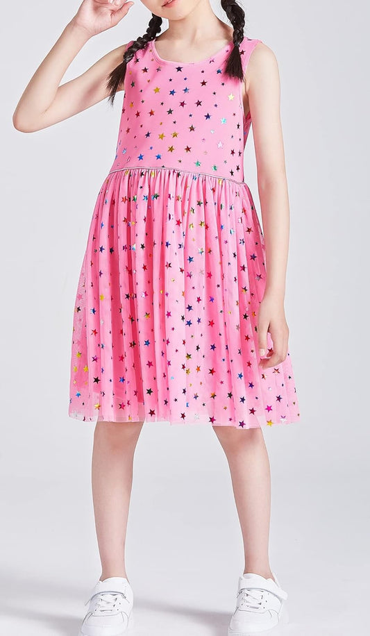 Danichins Girls Sleeveless Tutu Dress Layered Tulle Sparkle Dress for Girls