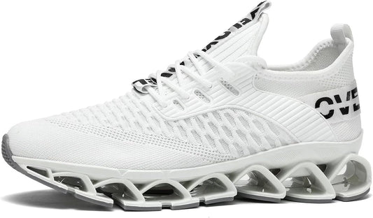 Mens Slip on Running Walking Shoes Blade Tennis Casual Fashion Sneakers Comfort Non Slip Work Sport Athletic Trainer White US 12