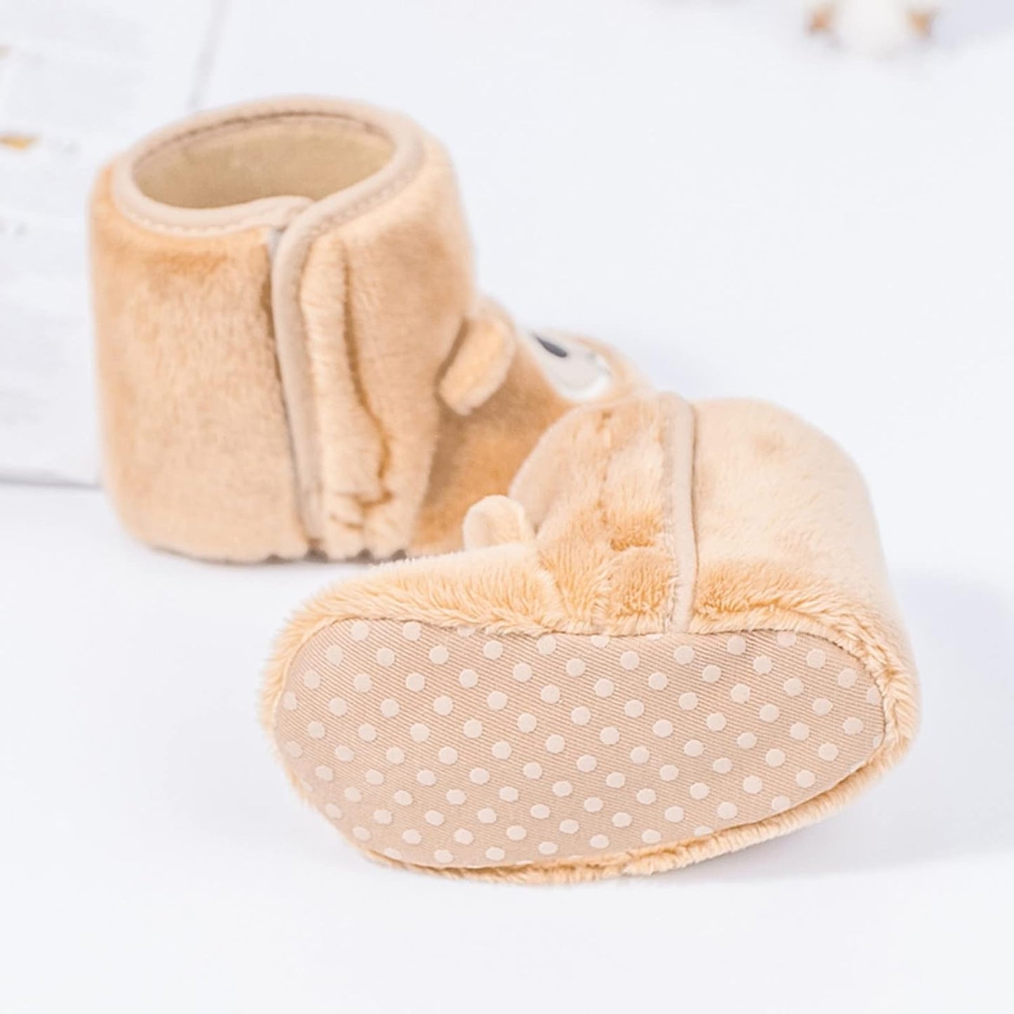 Baby Fleece Booties Newborn Unisex Booties Non-Slip Toddler First Walkers Warm Shoes House Slippers for Boys Girls Toddlers