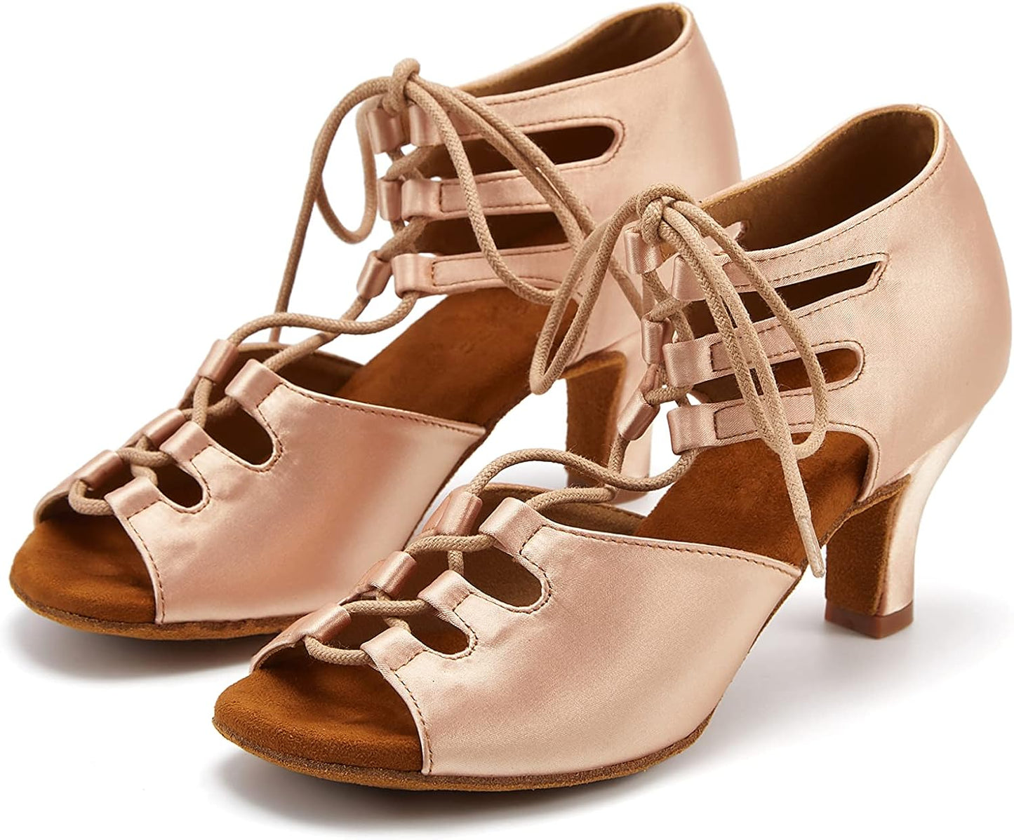 Ballroom Dance Shoes Womens Performance Latin Salsa Dancing Shoes Middle Heels with 2.4 Inch Heels Z06