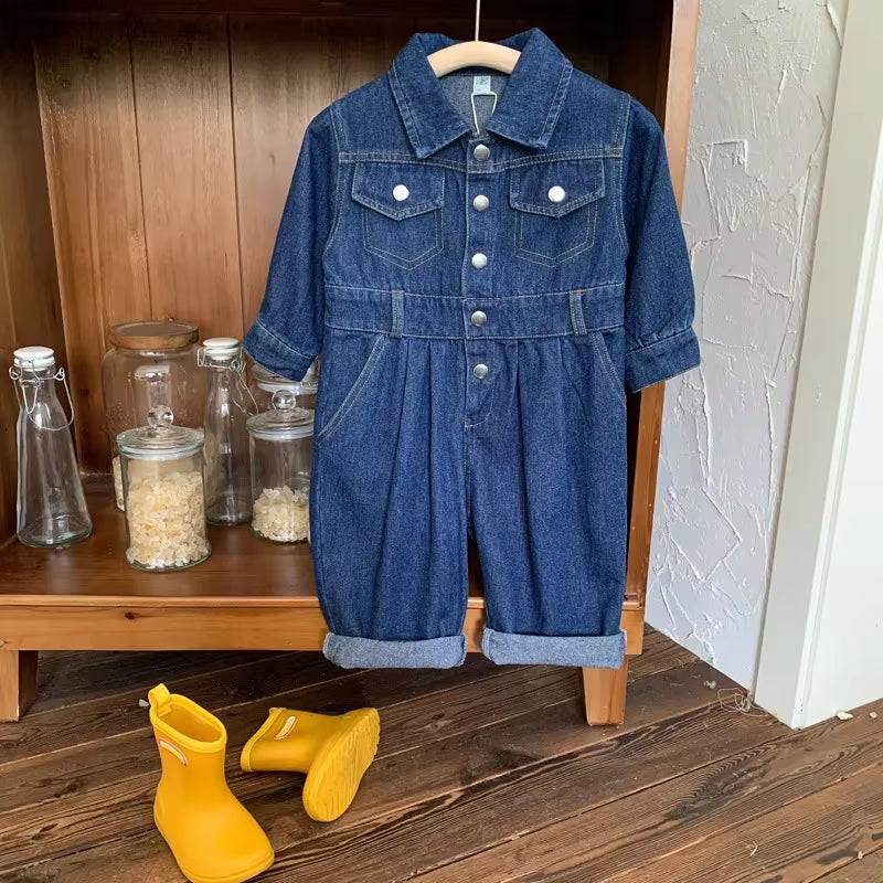 2024 Baby Toddler Jeans Romper Boy Girl Denim Overalls Fashion Children One Piece Pants Long Sleeve Jumpsuit Casual Child Kids