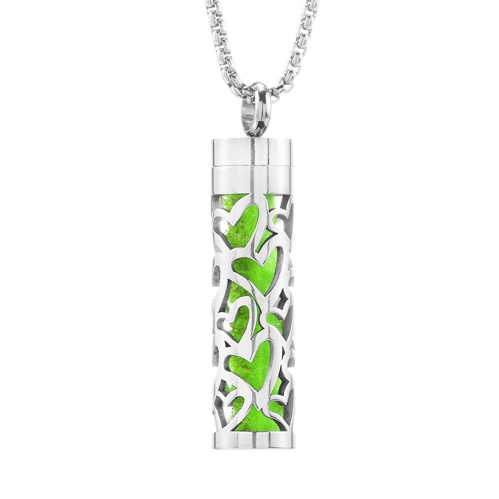 Geometric Style Aromatherapy Essential Oil Pendant Lockets Perfume Storage Diffuser Necklace 316L Stainless Steel Jewelry Gift